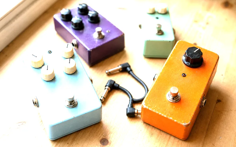 Collection of modulation guitar pedals including chorus, phaser, and flanger