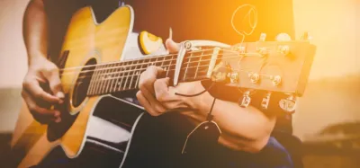 A collection of acoustic guitars from the best acoustic guitar brands