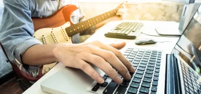 Guitar sample library packs and loops loaded in a digital audio workstation