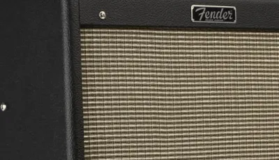 Overdrive pedals lined up in front of a Fender Blues Jr amplifier