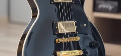 Overdrive pedals lined up for use with a humbucker-equipped electric guitar
