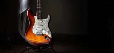 Fender Stratocaster pickguard being upgraded with humbucker pickups