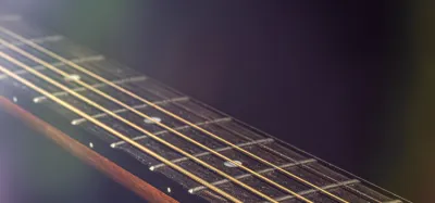 Close-up of flatwound guitar strings wound with smooth flat wire