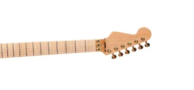 Close-up of a guitar neck being finished to protect the wood from moisture and warping