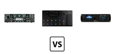A Helix, Kemper, and Axe FX digital amp modeler compared side by side