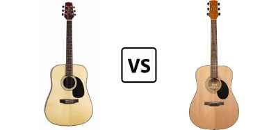 Jasmine S33 and S35 dreadnought acoustic guitars compared side by side
