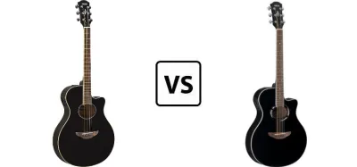 Yamaha APX600 and APX500 thinline acoustic-electric guitars side by side