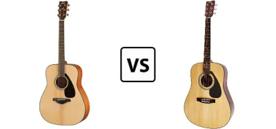 Yamaha FD01S and FG800 dreadnought acoustic guitars side by side