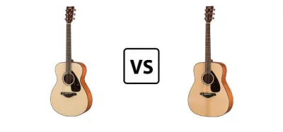 Yamaha FS800 concert and FG800 dreadnought acoustic guitars side by side